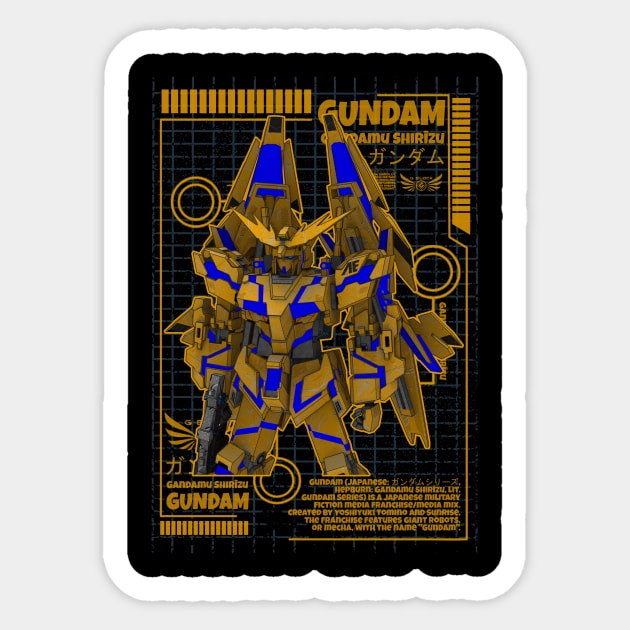 RX-0 Unicorn Gundam 03 Phenex Sticker by gblackid